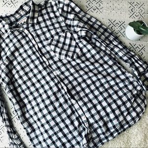 Merona Black Plaid Cotton Button Down Shirt